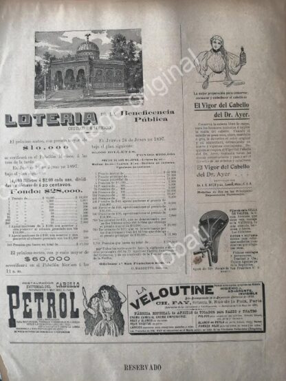 CARTEL ANTIGUO ORIGINAL DE LOTERIA NACIONAL 1894 Y OTRAS PUBLICIDADES /5