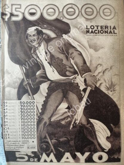 CARTEL ANTIGUO ORIGINAL DE CARTEL LOTERIA NACIONAL 1930s PUBLICIDAD ARTISTICA