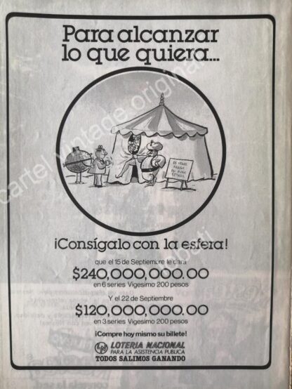 CARTEL ANTIGUO ORIGINAL DE LOTERIA NACIONAL. 1970s /118