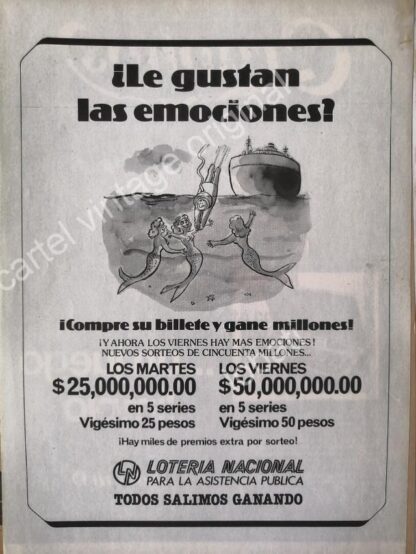 CARTEL ANTIGUO ORIGINAL DE LOTERIA NACIONAL. 1970s /114