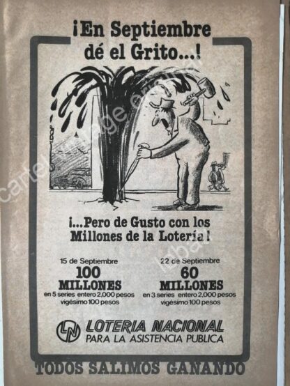 CARTEL ANTIGUO ORIGINAL DE LOTERIA NACIONAL. 1970s DIBUJO ABEL QUEZADA /113