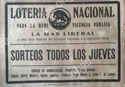 CARTEL ANTIGUO ORIGINAL DE LOTERIA NACIONAL. 1922 /105