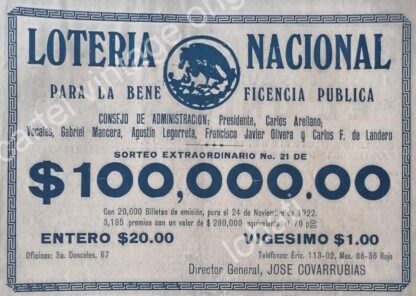 CARTEL ANTIGUO ORIGINAL DE LOTERIA NACIONAL. 1922 /103