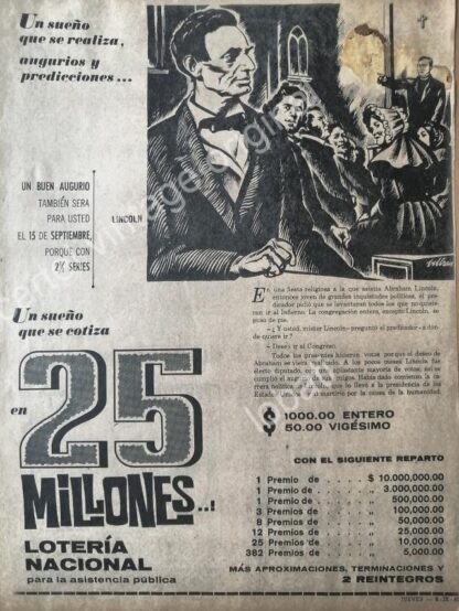 CARTEL ANTIGUO ORIGINAL DE LA LOTERIA NACIONAL 1960 /96