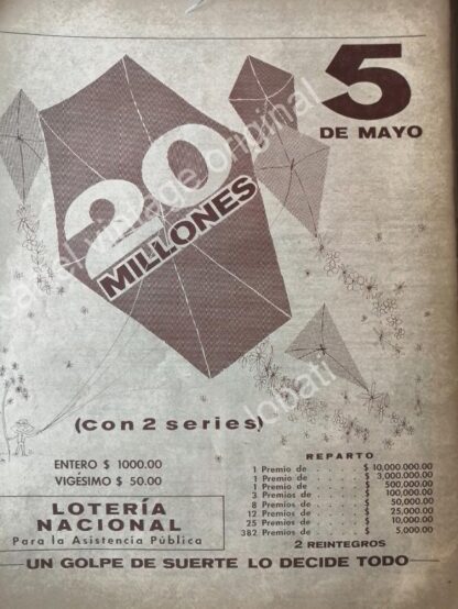 CARTEL ANTIGUO ORIGINAL DE LA LOTERIA NACIONAL 1965 /92