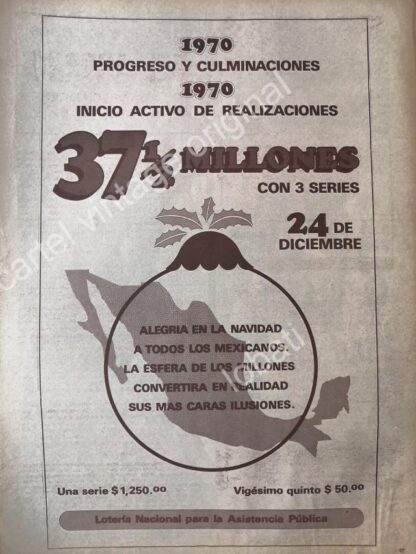 CARTEL ANTIGUO ORIGINAL DE LA LOTERIA NACIONAL 1970 /87