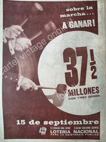 CARTEL ANTIGUO ORIGINAL DE LA LOTERIA NACIONAL 1966 / 86