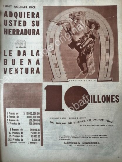 CARTEL ANTIGUO ORIGINAL DE LA LOTERIA NACIONAL 1960 / 83