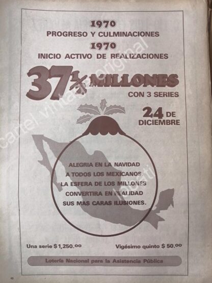 CARTEL ANTIGUO ORIGINAL DE LA LOTERIA NACIONAL 1970 / 78