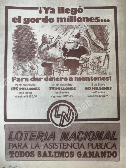 CARTEL ANTIGUO ORIGINAL DE LA LOTERIA NACIONAL 1979 / 75