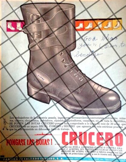 CARTEL PUBLICITARIO RETRO FABRICA DE CALZADO CRUCERO 1959