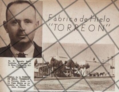 PUBLICIDAD ANTIGUA FABRICA DE HIELO TORREON 1937