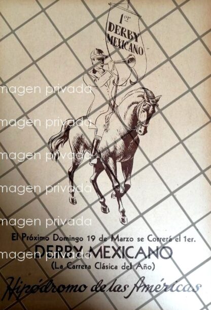 AFICHE RETRO PRIMER DERBY MEXICANO 1943 H. D. AMERICAS