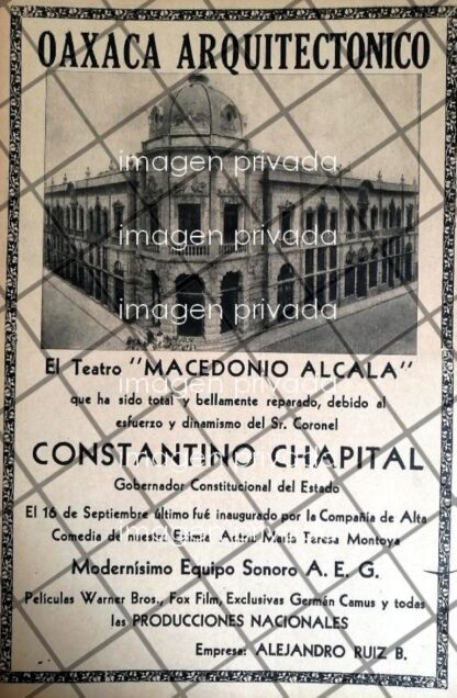 CARTEL RETRO TEATRO MACEDONIO ALCALA 1939 OAXACA /2