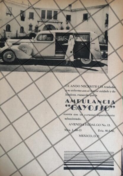 AFICHE ANTIGUO AMBULANCIAS GAYOSSO 1939 /5