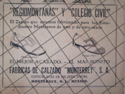 AFICHE ANTIGUO FABRICAS DE CALZADO MONTERREY. 1929