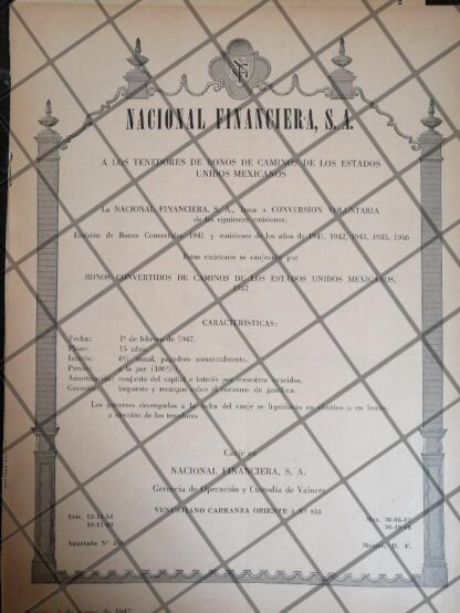 PUBLICIDAD RETRO BANCO NACIONAL FINANCIERA 1947 /169