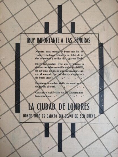 PUBLICIDAD RETRO TIENDA LA CIUDAD DE LONDRES 1920 /14