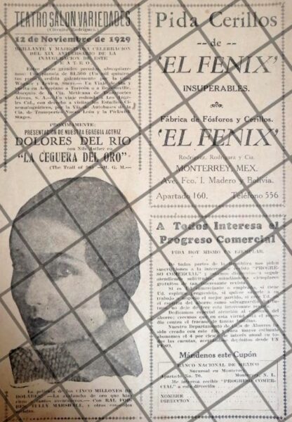 AFICHE RETRO. DOLORES DEL RIO, TEATRO VARIEDADES 1929 Y MAS