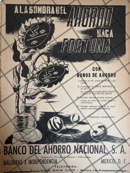 PUBLICIDAD RETRO BANCO DEL AHORRO NACIONAL 1942