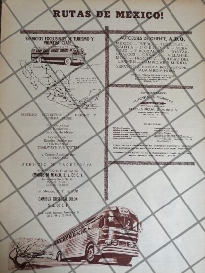 2 AFICHES RETRO. RUTAS CAMIONERAS DE MEXICO 1960s /6 - Imagen 2