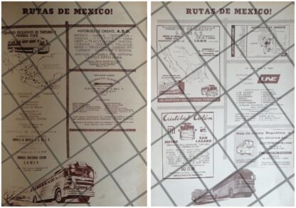 2 AFICHES RETRO. RUTAS CAMIONERAS DE MEXICO 1960s /5