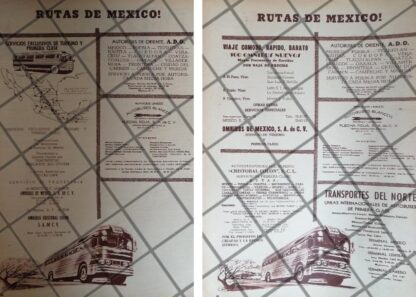 2 AFICHES RETRO. RUTAS CAMIONERAS DE MEXICO 1960s /4