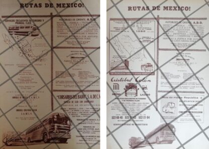 2 AFICHES RETRO. RUTAS CAMIONERAS DE MEXICO 1960s /3