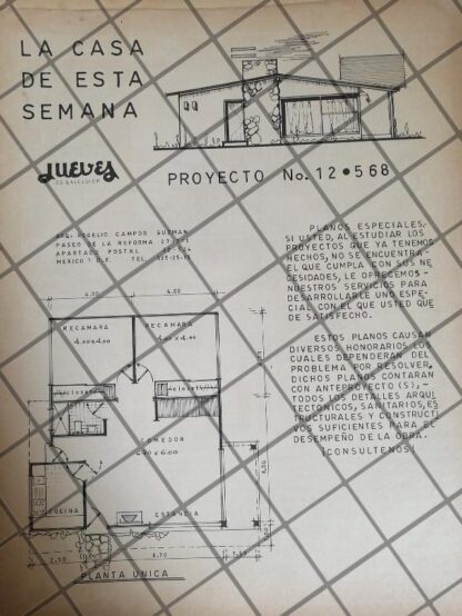 PUBLICIDAD FIRMA ARQUITECTO. ROGELIO CAMPOS GUZMAN 1969