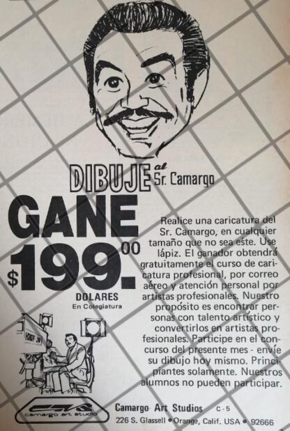 PUBLICIDAD RETRO CAMARGO ART STUDIOS 1974