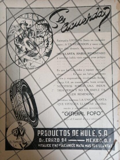 AFICHE PUBLICITARIO ANTIGUO LLANTAS GENERAL POPO 1945 14