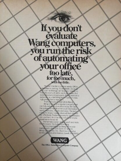 CARTEL PUBLICITARIO RETRO COMPUTADORAS WANG 1992