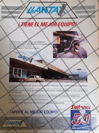 AFICHE RETRO LLANTAX FELICITA 50 AÑOS DE SULTANES 1989