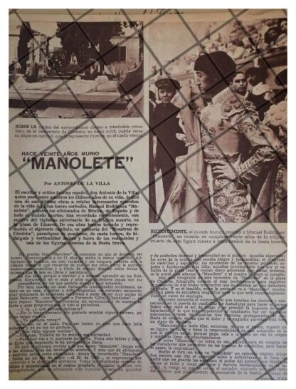 AFICHE RETRO 20 ANIVERSARIO DE MUERTE DE MANOLETE 1967