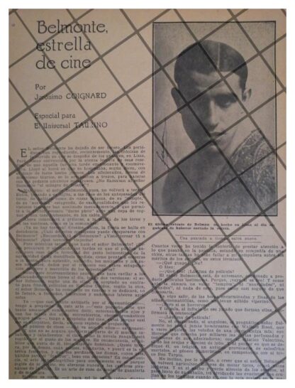 AFICHE RETRO JUAN BELMONTE INCURSIONA EN EL CINE 1922