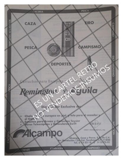 AFICHE PUBLICITARIO RETRO TIENDA DE ARMAS ALCAMPO 1982