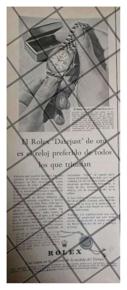 CARTEL PUBLICITARIO ANTIGUO RELOJES ROLEX OYSTER 1954