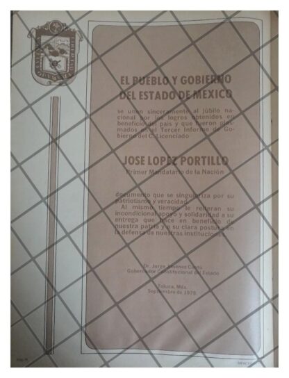 AFICHE POLITICO RETRO EDO DE MEXICO FELICITA LOPEZ PORTILLO