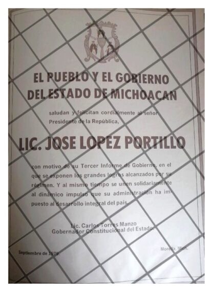 AFICHE POLITICO RETRO MICHOACAN FELICITA LOPEZ PORTILLO 79