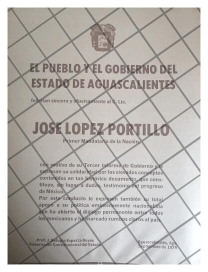 AFICHE RETRO AGUASCALIENTES FELICITA LOPEZ PORTILLO 79