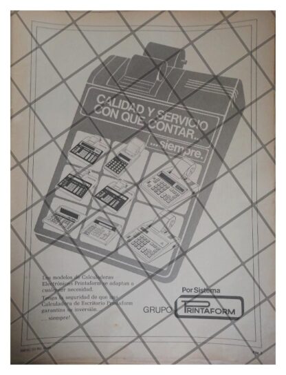 CARTEL PUBLICITARIO RETRO CALCULADORAS PRINTAFORM 1979