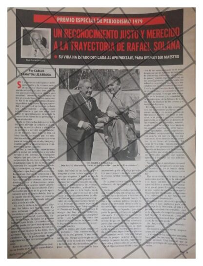 AFICHE RETRO. PREMIO DE PERIODISMO A RAFAEL SOLANA 1979