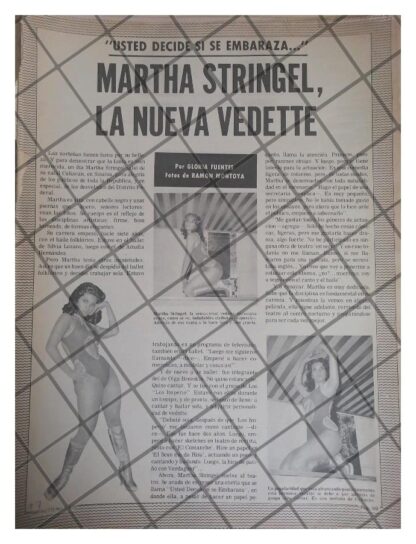 AFICHE RETRO ENTREVISTA LA VEDETTE MARTHA STRINGEL 1979