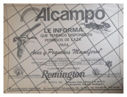 AFICHE PUBLICITARIO RETRO TIENDA DE ARMAS ALCAMPO 1982 /3