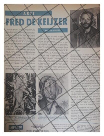 AFICHE RETRO EL PINTOR FRED DE KEIJZER, SU SOBRAS 1977