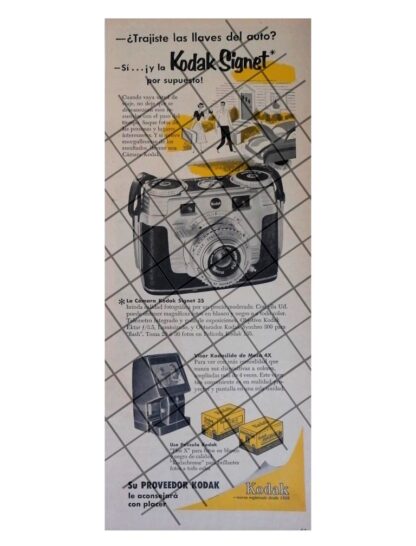 CARTEL PUBLICITARIO RETRO. CAMARA KODAK SIGNET 35 1953