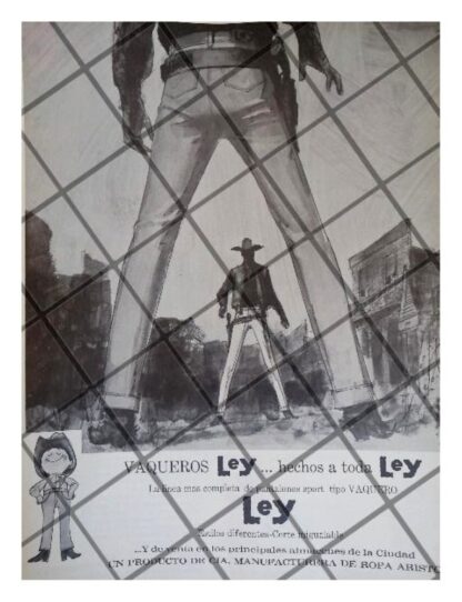 CARTEL PUBLICITARIO RETRO PANTALONES VAQUEROS LEY 1967