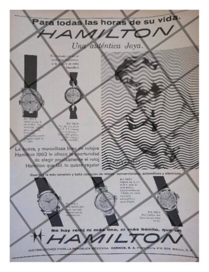 CARTEL PUBLICITARIO RETRO RELOJES HAMILTON 1963 /3