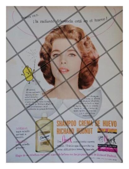 AFICHE PUBLICITARIO RETRO SHAMPOO RICHARD HUDNUT 1961