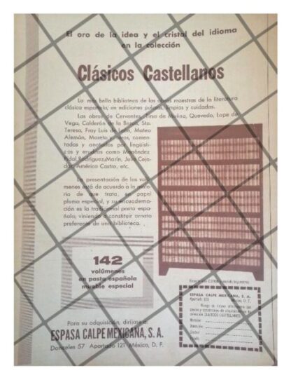 CARTEL PUBLICITARIO RETRO EDITORIAL ESPASA CALPE 1957 /2